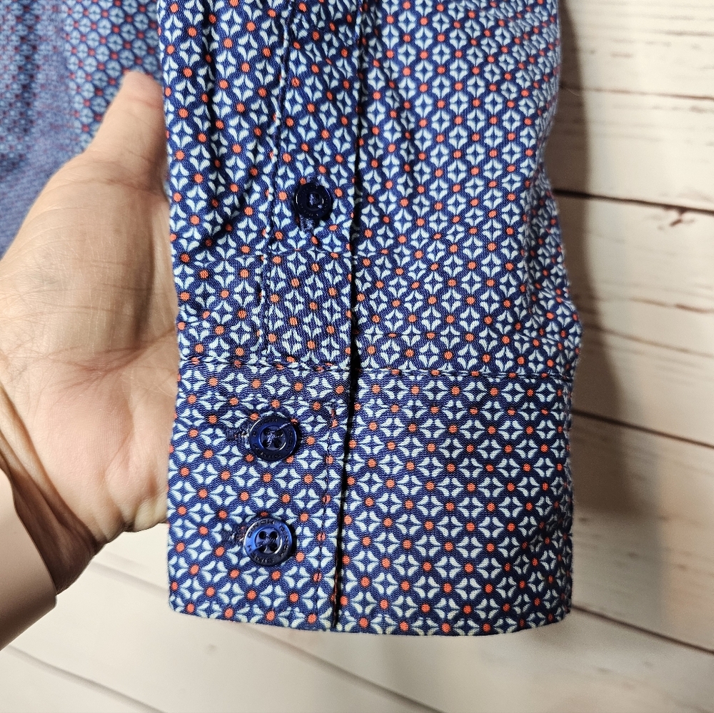 Cinch Blue and Orange Pattern Western Button Down Shirt - Picture 4 of 11